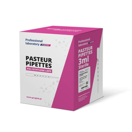 Sterylne pipety Pasteura 3ml, indywidualnie pakowane, 500x1szt/500szt